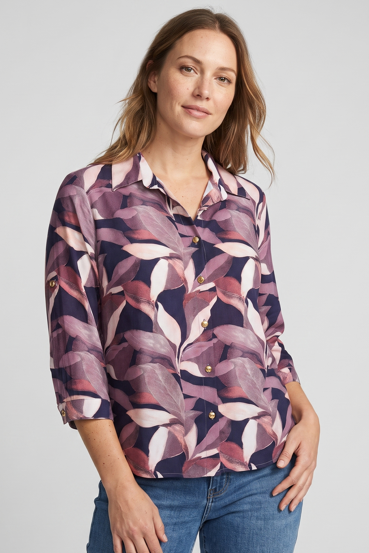 Blusa Manga 3/4 en Rayón Morada para Mujer