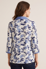 Blusa Manga 3/4 en Rayón Azul Oscuro para Mujer