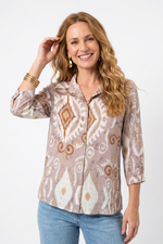 Blusa Estampada Café en Rayón para Mujer