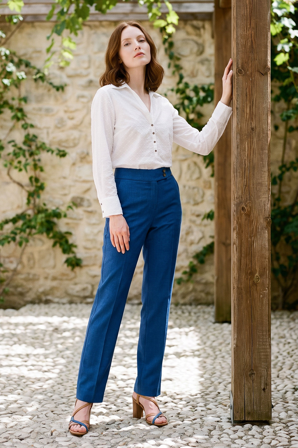 Blusa Manga 3/4 en Algodón Blanca para Mujer