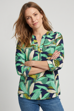 Blusa Manga 3/4 en Rayón Verde para Mujer