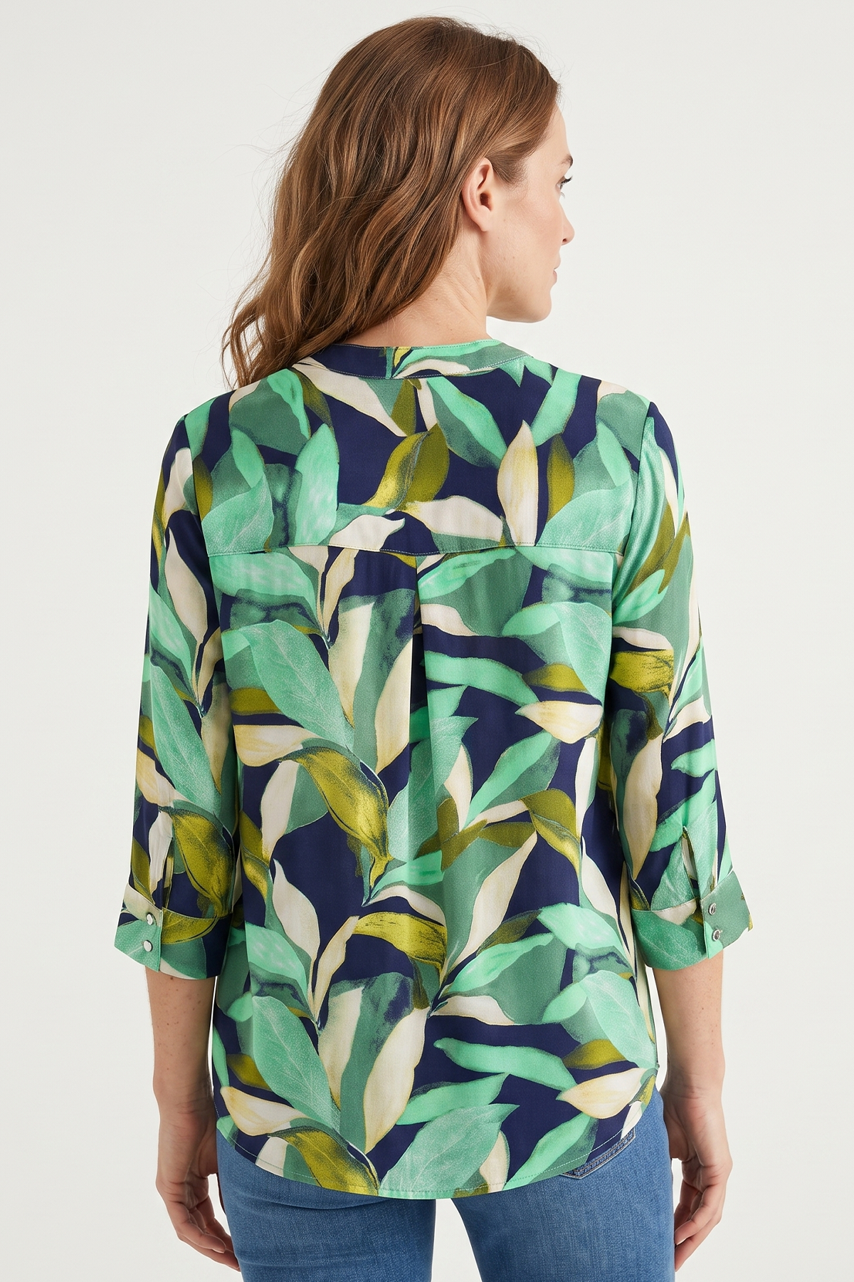 Blusa Manga 3/4 en Rayón Verde para Mujer