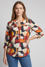 Blusa Manga 3/4 en Rayón Naranja para Mujer