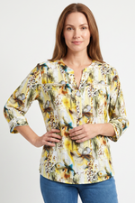Blusa Manga 3/4 en Rayón Amarilla para Mujer