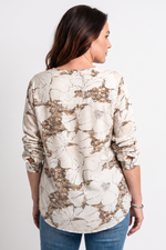Blusa en Rayón Café con Manga Larga para Mujer