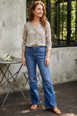 Blusa en Polyester Twill Taupe Claro para Mujer