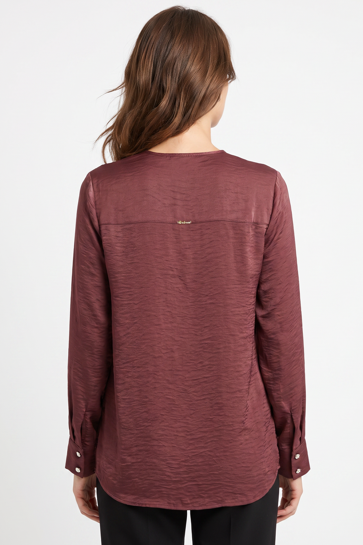 Blusa en Polyester Twill Vinotinto para Mujer