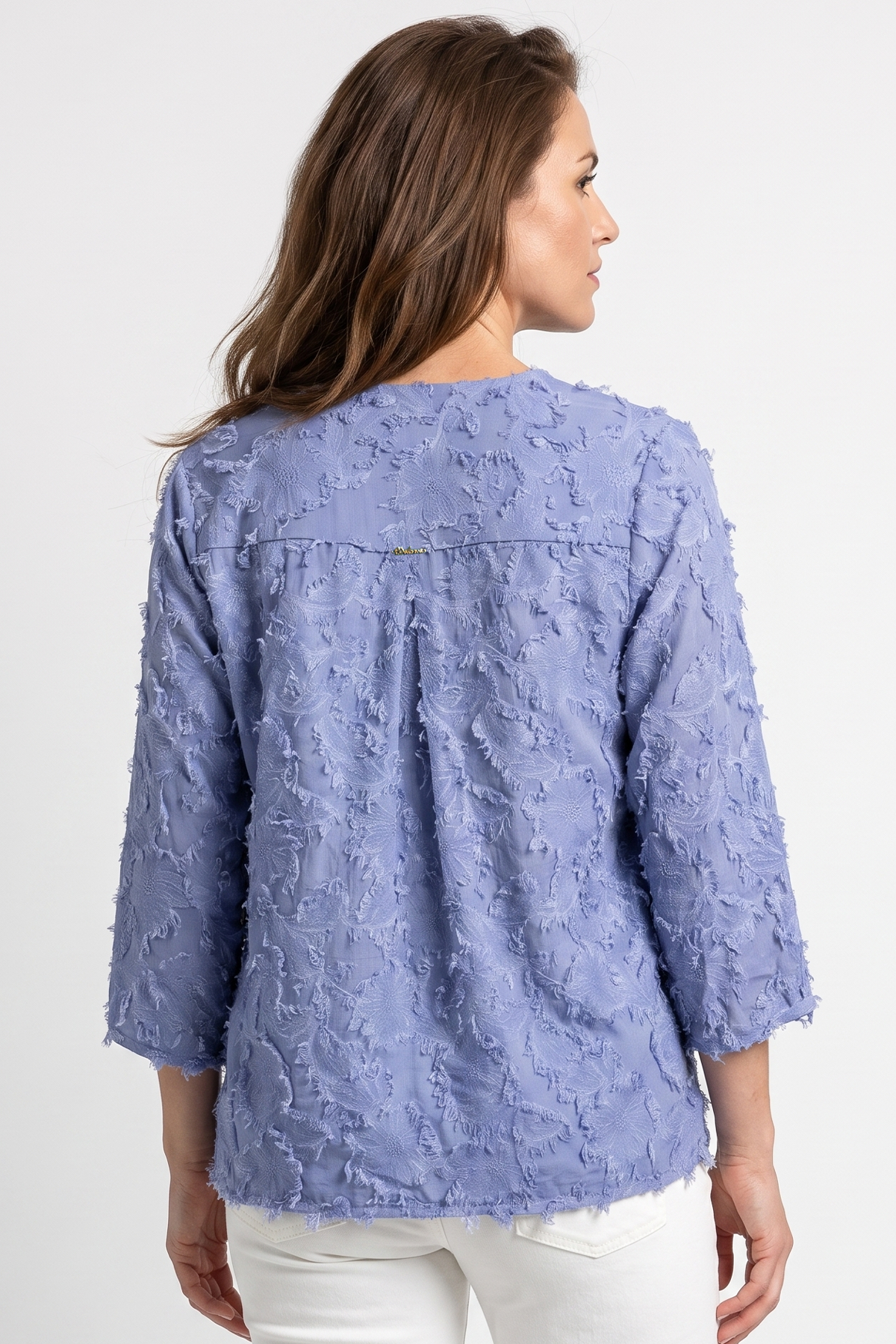 Blusa Manga 3/4 en Rayón Azul Navy para Mujer