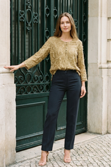 Blusa Manga 3/4 en Rayón Taupe para Mujer
