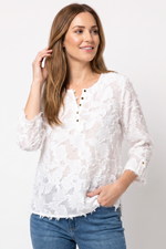 Blusa Manga 3/4 en Rayón Blanca para Mujer