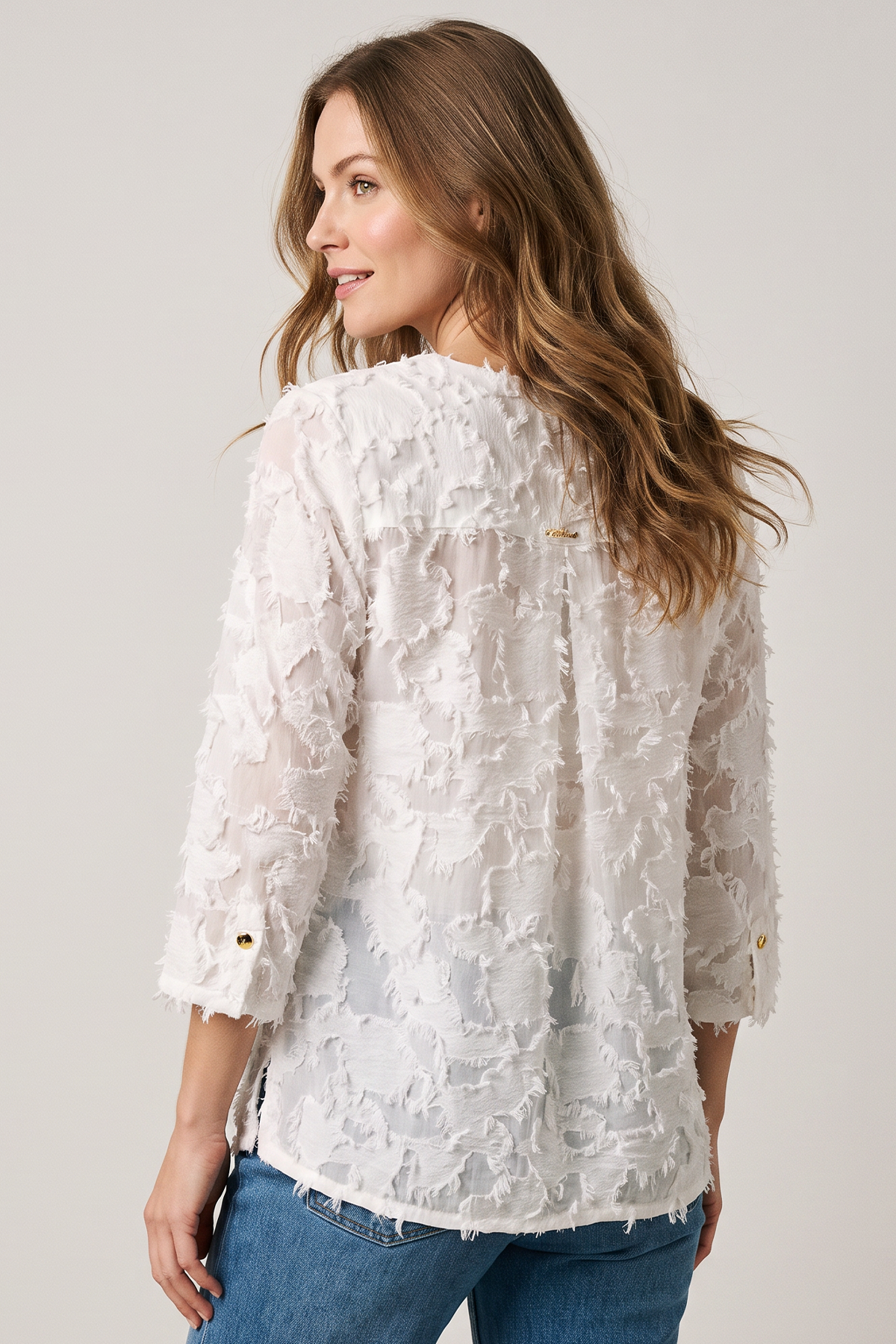 Blusa Manga 3/4 en Rayón Blanca para Mujer