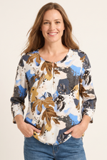 Blusa Manga 3/4 en Rayón Azul Claro para Mujer