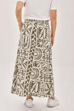 Falda Bolsillos Étnica Verde Oliva