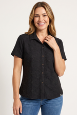 Camiseta en Jersey Negro para Mujer