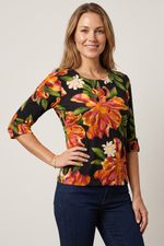 Camiseta en Viscosa Naranja con Manga Corta para Mujer