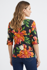 Camiseta en Viscosa Naranja con Manga Corta para Mujer
