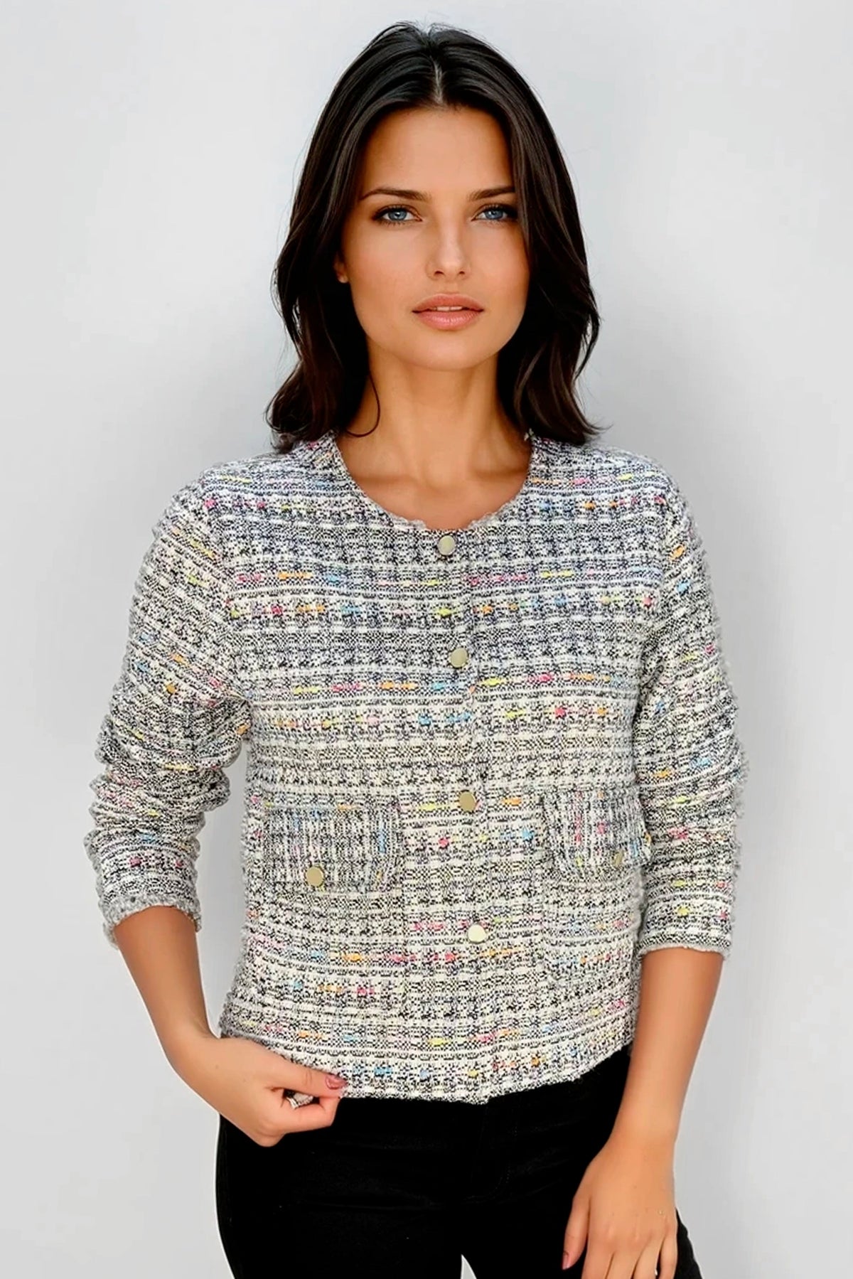 Chaqueta Lurex Bolsillo Rosado