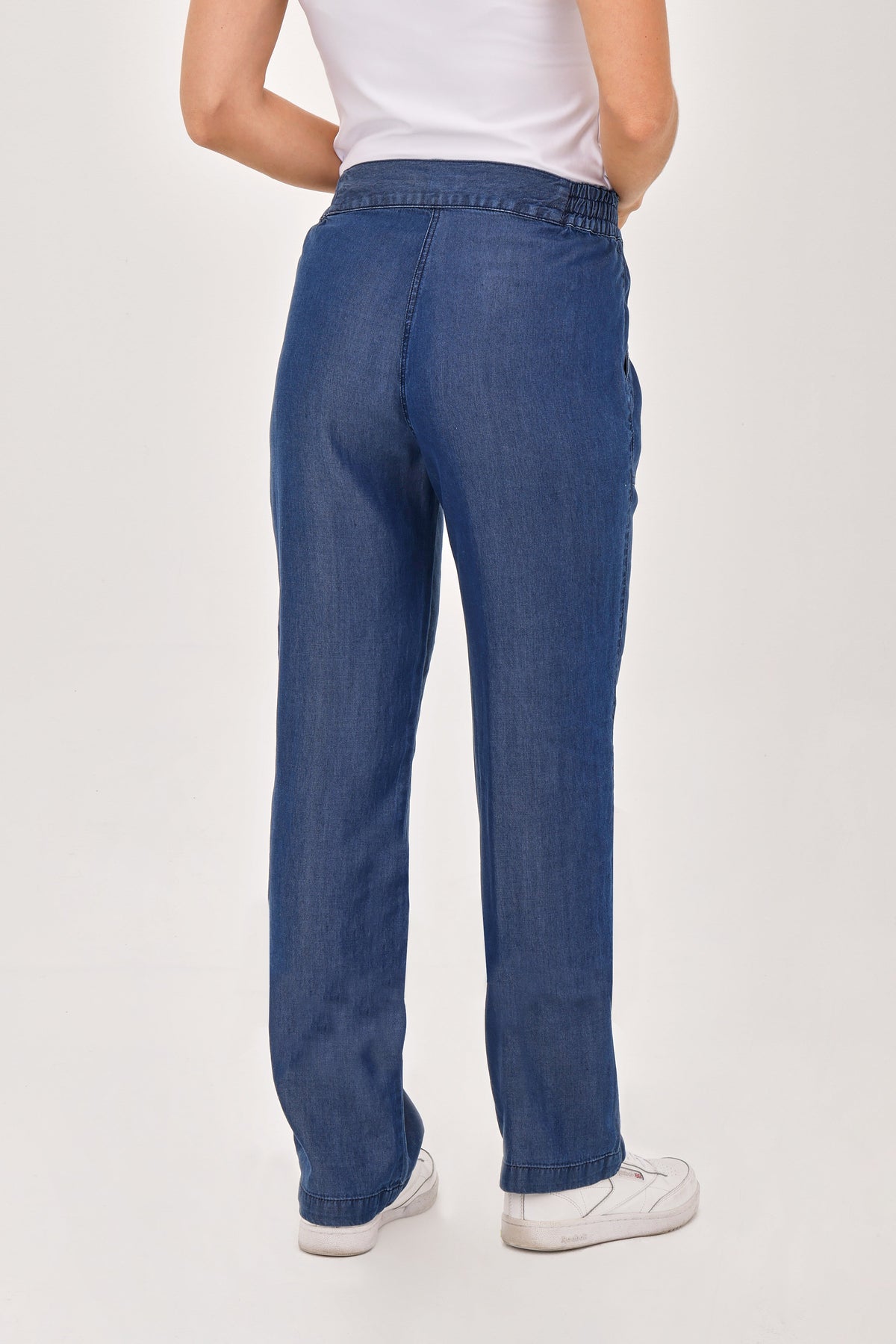 Pantalón Tencel Resortado Jareta Azul Medio