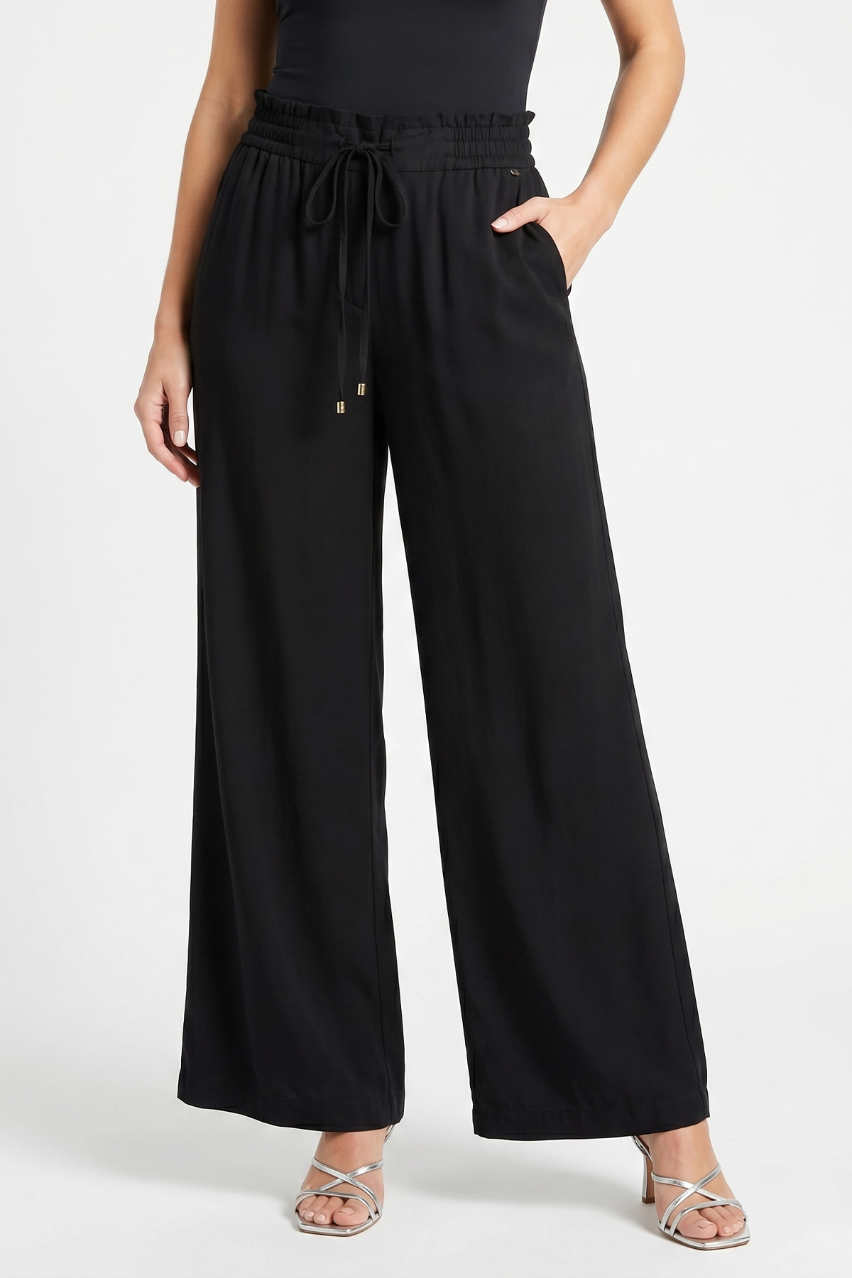 Pantalón Casual Negro en Rayón para Mujer