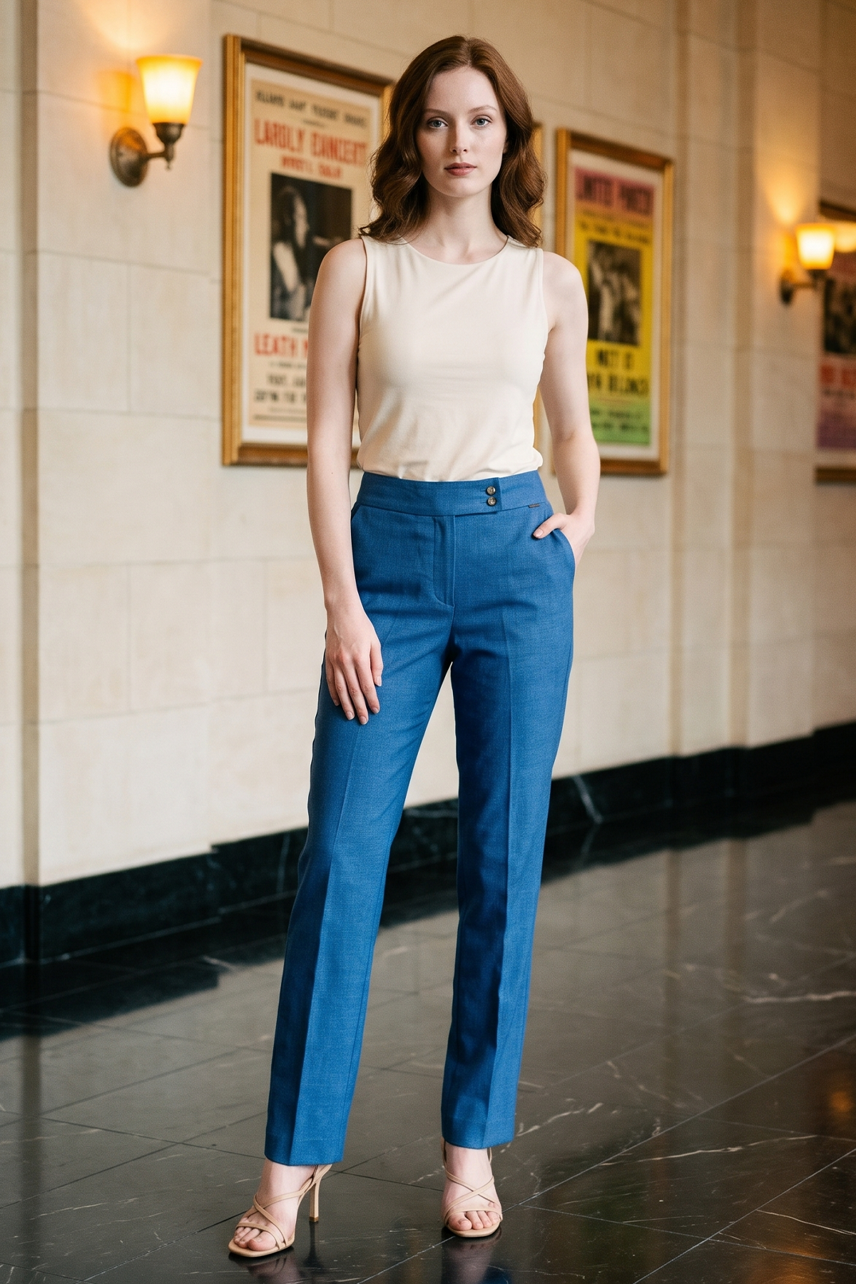 Pantalón en Lino Azul Índigo para Mujer