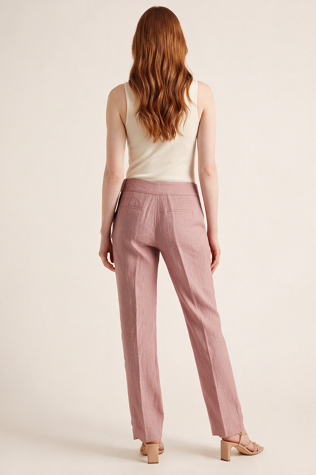 Pantalón en Lino Palo de Rosa para Mujer