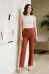 Pantalón en Lino Terracota para Mujer
