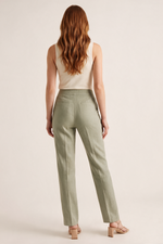 Pantalón en Lino Verde Oliva para Mujer
