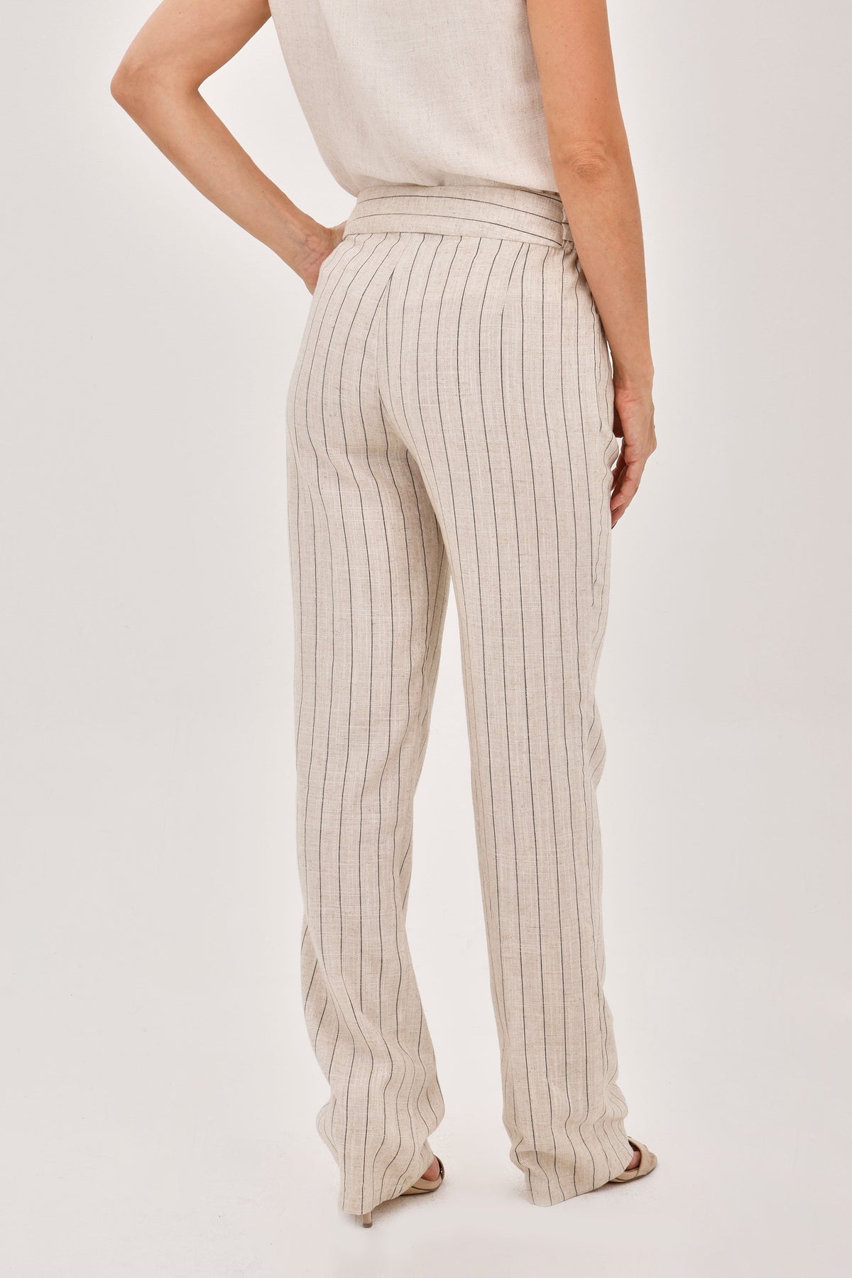 Pantalón Lino Rayas Negro