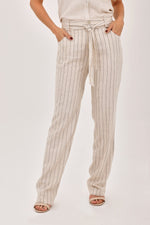 Pantalón Lino Rayas Negro