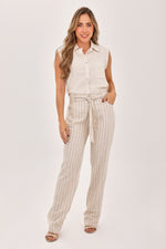 Pantalón Lino Rayas Negro