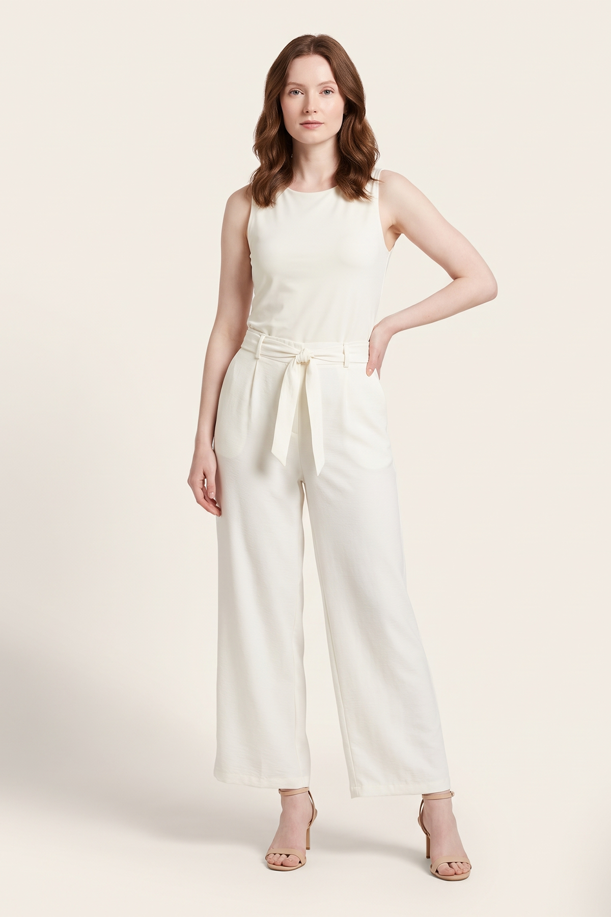 Pantalón en Polyester Twill Crudo para Mujer
