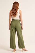 Pantalón en Polyester Twill Verde Militar para Mujer