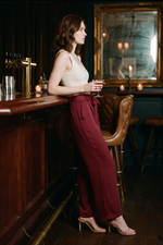 Pantalón en Polyester Twill Vinotinto para Mujer
