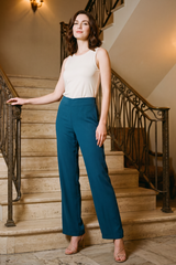 Pantalón en Chifon Azul Petróleo para Mujer
