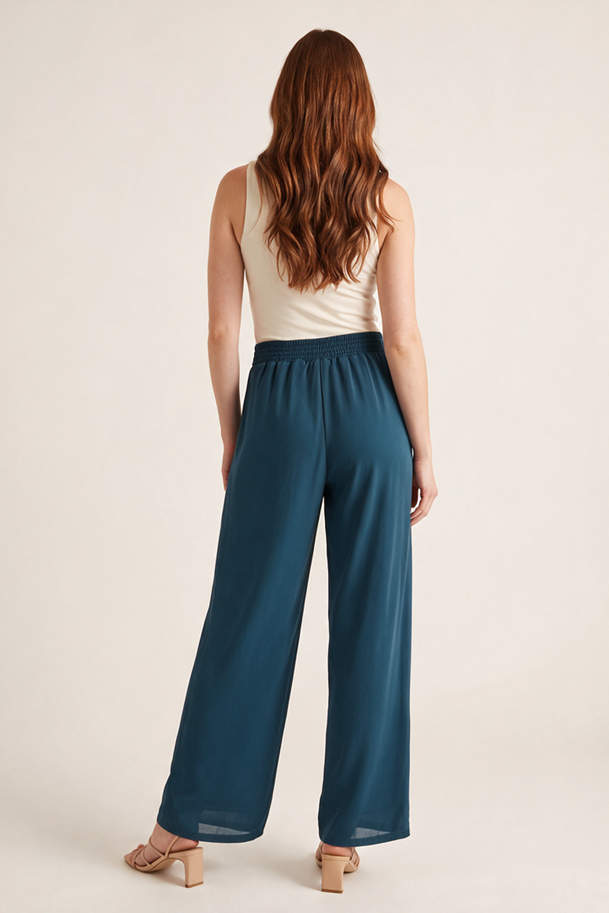 Pantalón en Chifon Azul Petróleo para Mujer