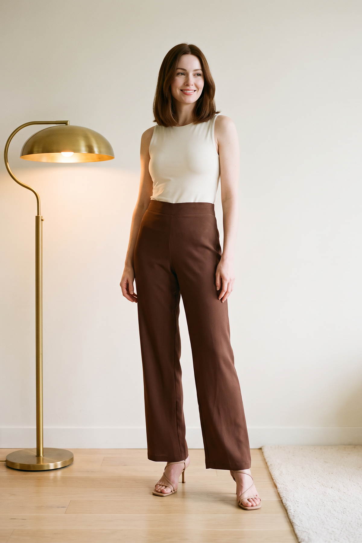 Pantalón en Chifón Café Claro para Mujer
