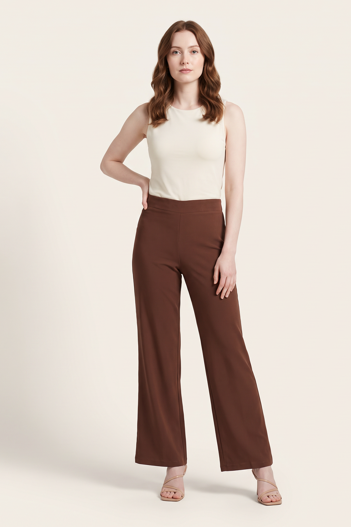 Pantalón en Chifón Café Claro para Mujer