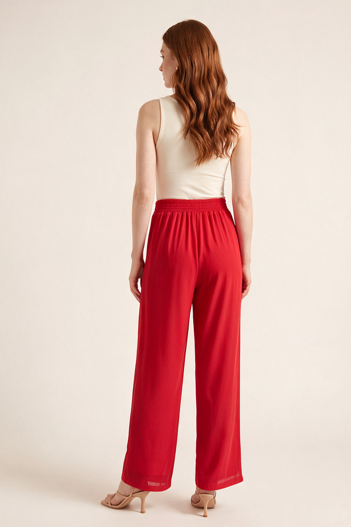 Pantalón en Chifón Rojo para Mujer