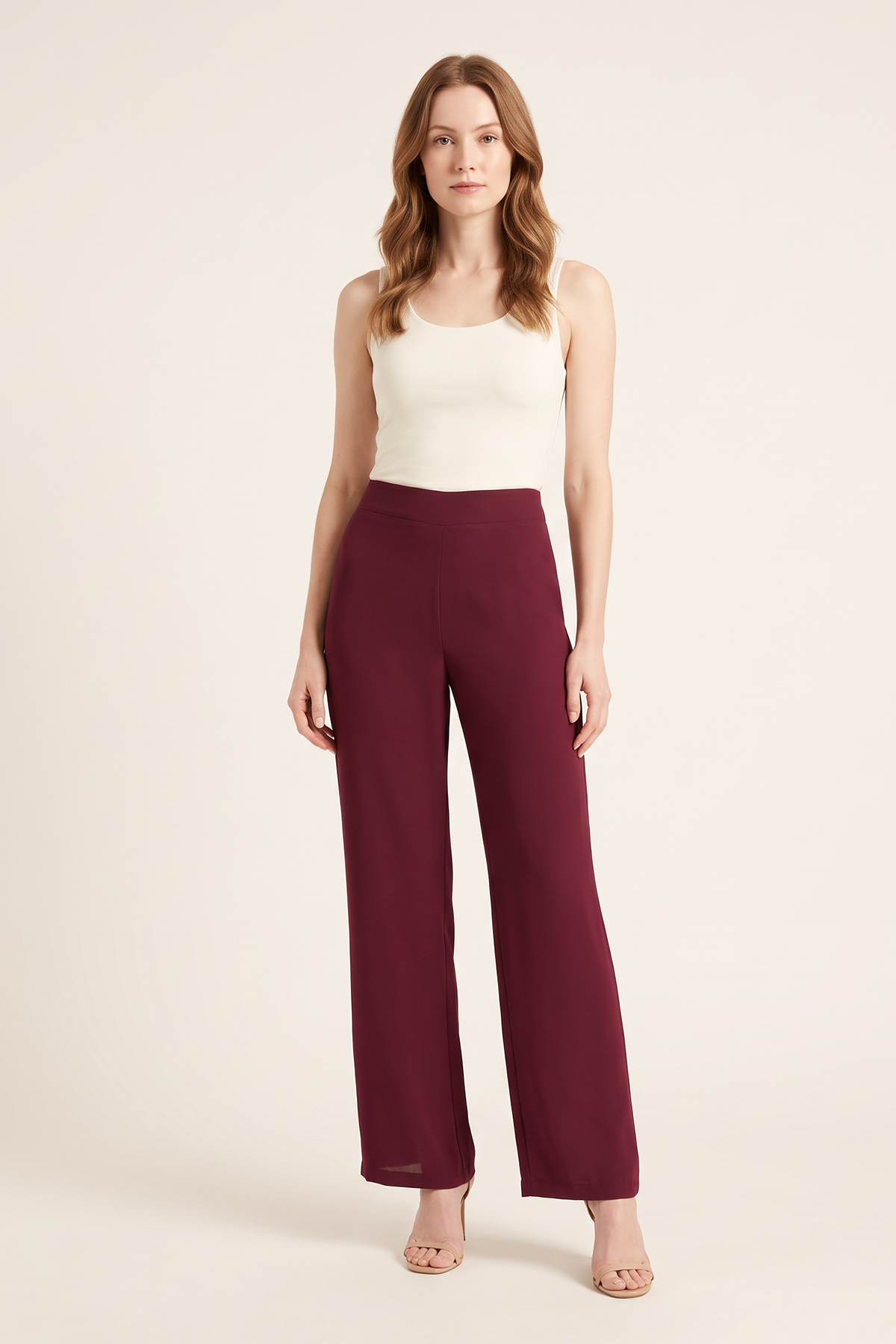 Pantalón en Chifón Vinotinto para Mujer