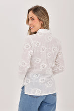 Blusa Manga 3/4 Ojalillo Blanco