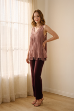 Blusa en Piel de Durazno Palo de Rosa Oscuro para Mujer