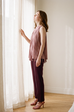Blusa en Piel de Durazno Palo de Rosa Oscuro para Mujer