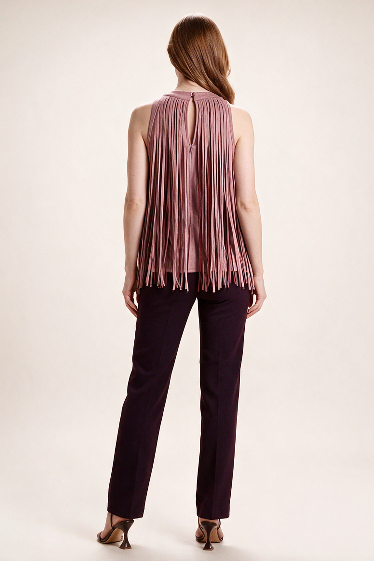 Blusa en Piel de Durazno Palo de Rosa Oscuro para Mujer